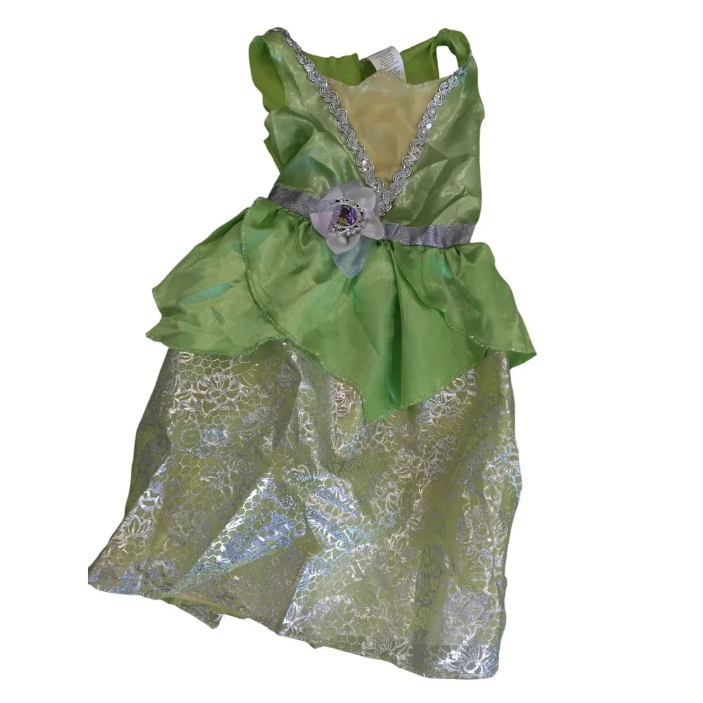 Disney Princess Tiana Costume Dress Girls 4-6X Green Silver Sequin Jakks Pacific
